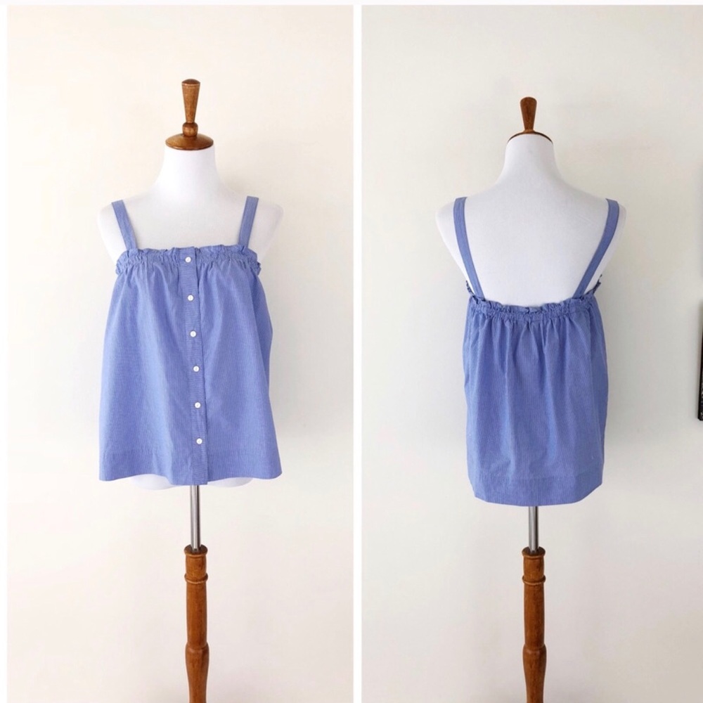 J CREW BUTTON AND RUFFLE TOP
